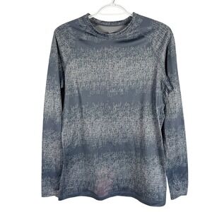 Nike Therma-FIT‎ Long Sleeve Top Womens L Blue Gray Just Do It Print read